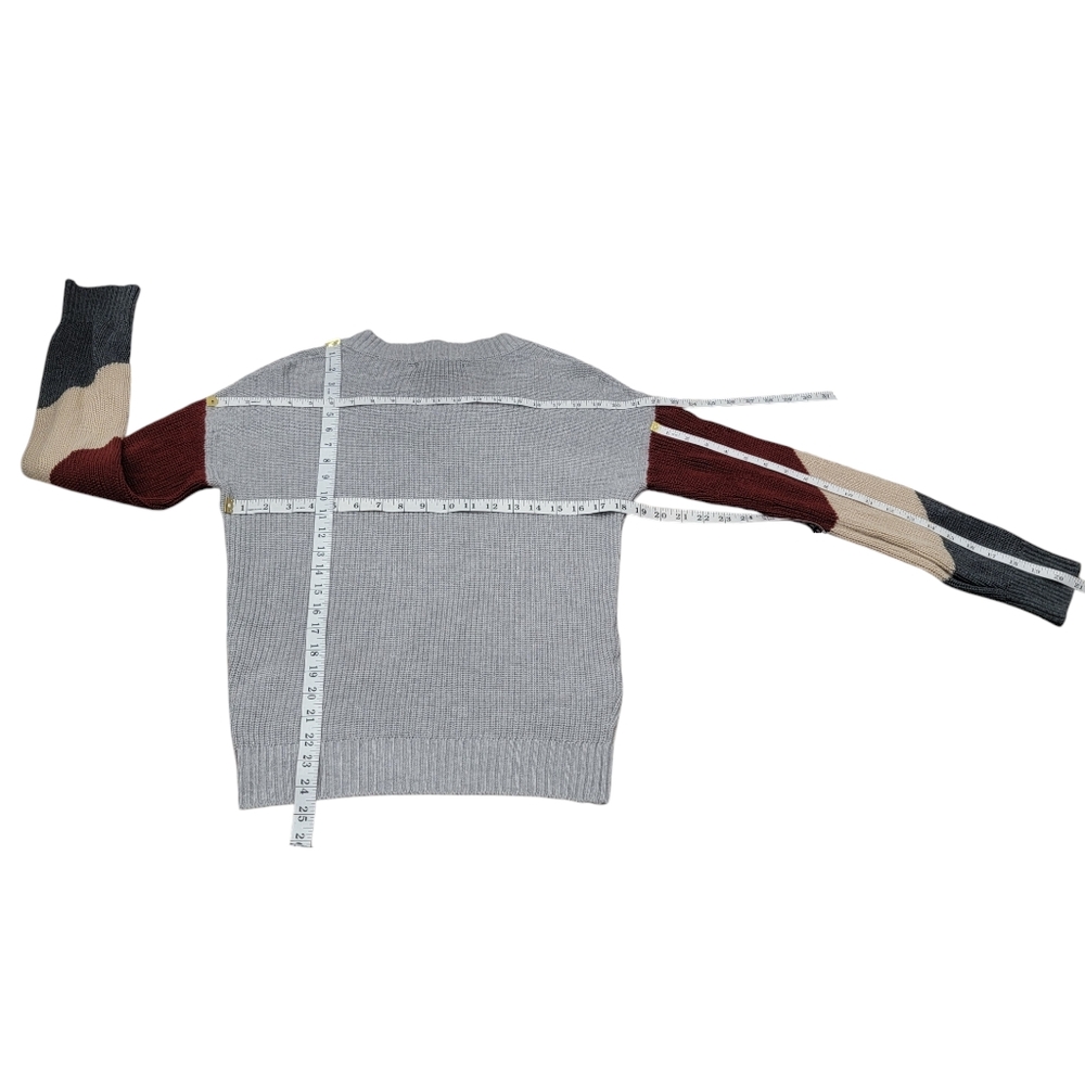 BCBGeneration V-neck Knit Sweater Colorblock Lantern Sleeves Grey Women’… - Picture 13 of 16